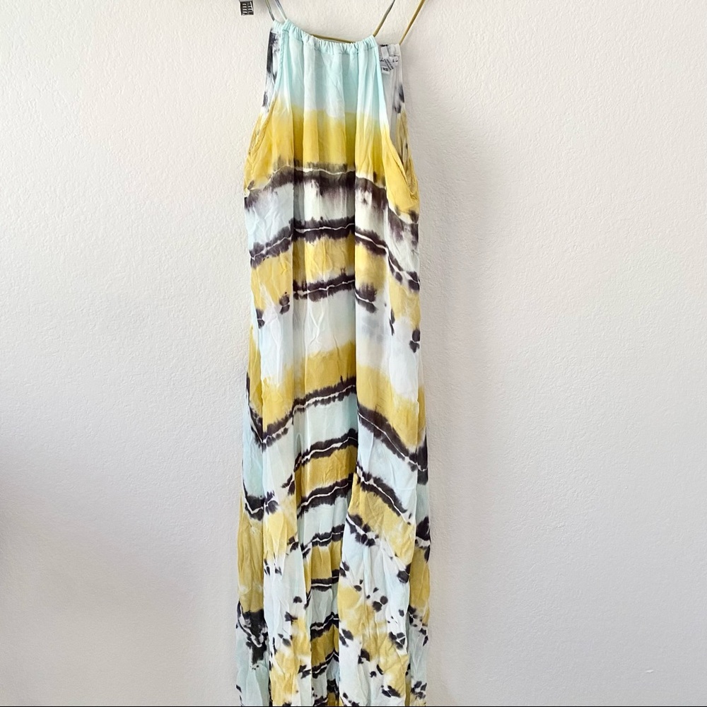 Young Fabulous & Broke Tie Dye Teal Lime Midi Dress